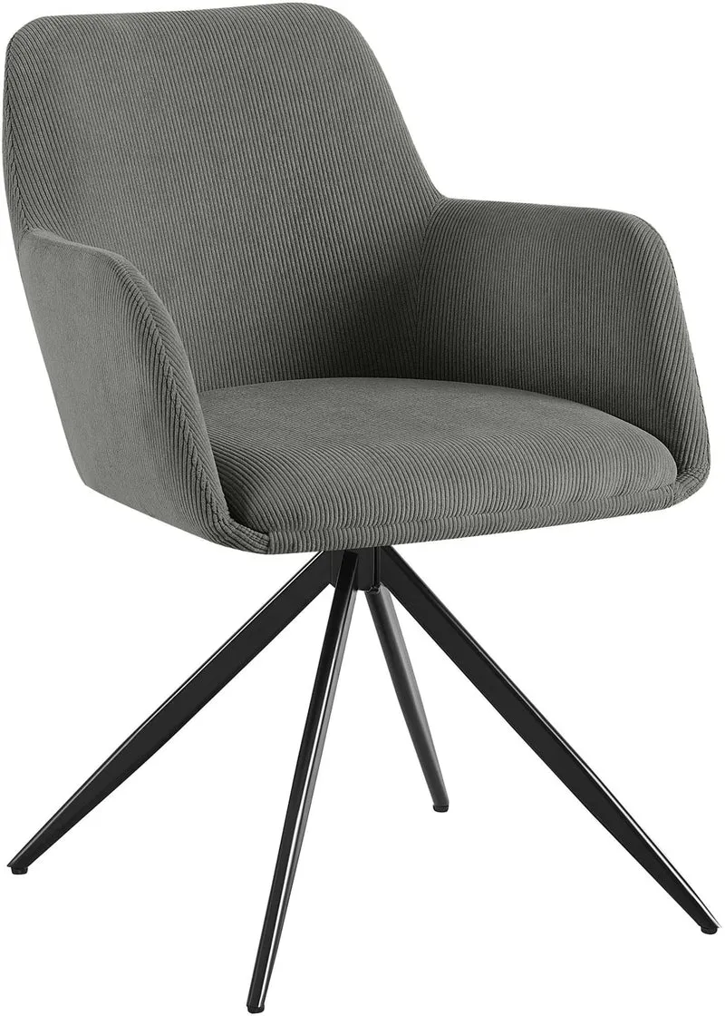 Chaise contemporaine de salle à manger x1 en velours côtelé gris pivotante 180° avec accoudoirs 10_0005551