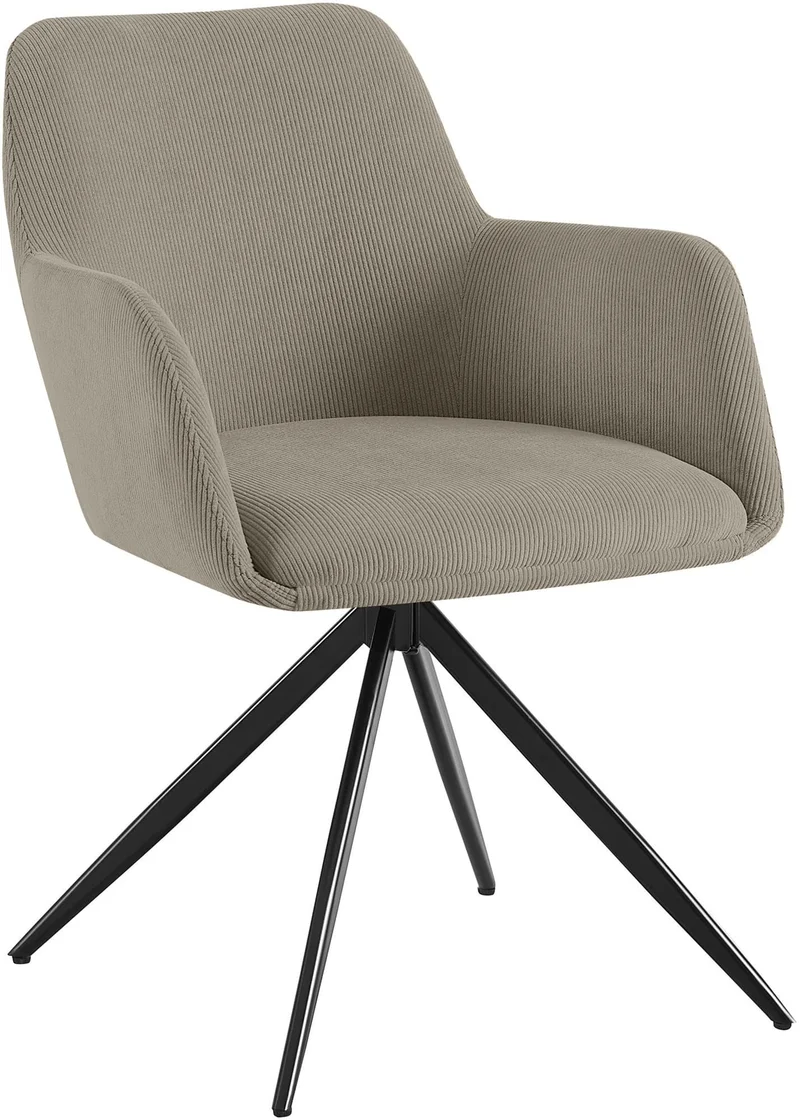 Chaise contemporaine de salle à manger x1 en velours côtelé taupe pivotante 180° avec accoudoirs 10_0005550