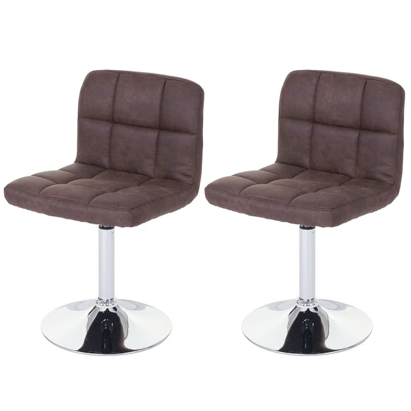 Lot de 2 chaises de salle à manger imitation daim marron pivotante CDS04099