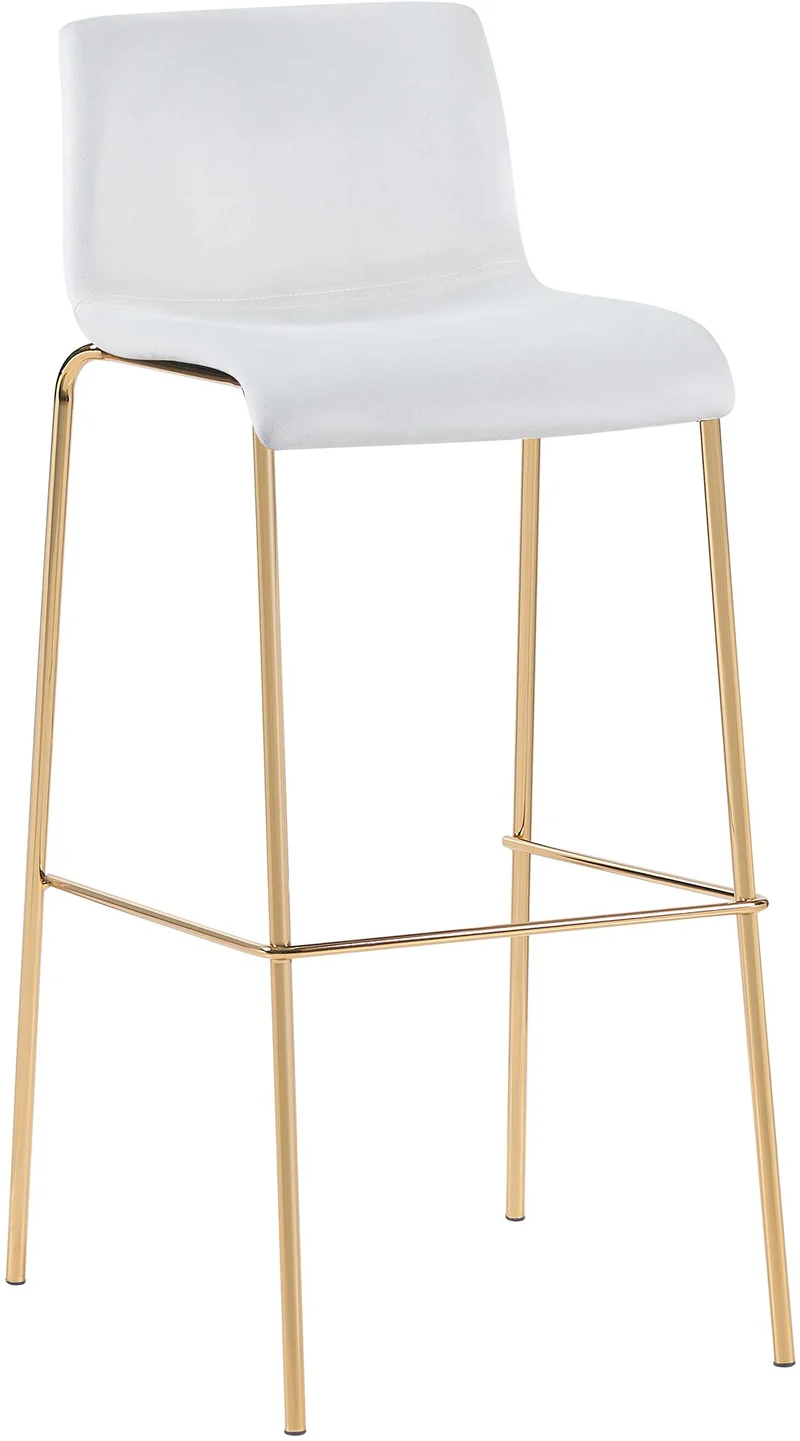 Tabouret de bar x1 en velours crème cadre métallique doré à quatre pieds style chic et moderne 10_0005828