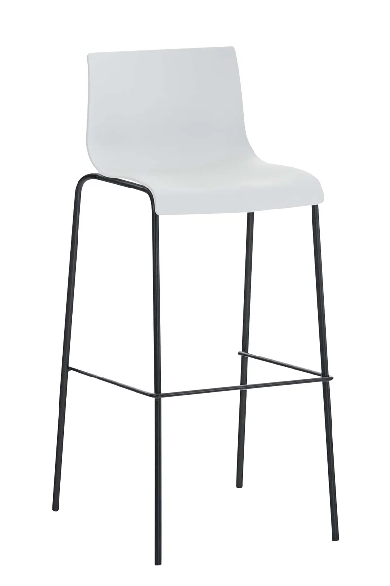 Lot de 2 tabourets de bar en tissu plastique blanc cadre métallique noir à quatre pieds style chic et moderne 10_0005570