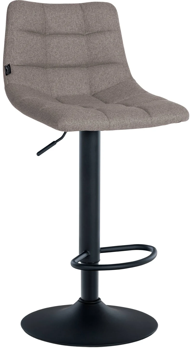 Tabouret de bar x1 moderne en tissu gris motif matelassé piètement trompette métal noir 10_0005854