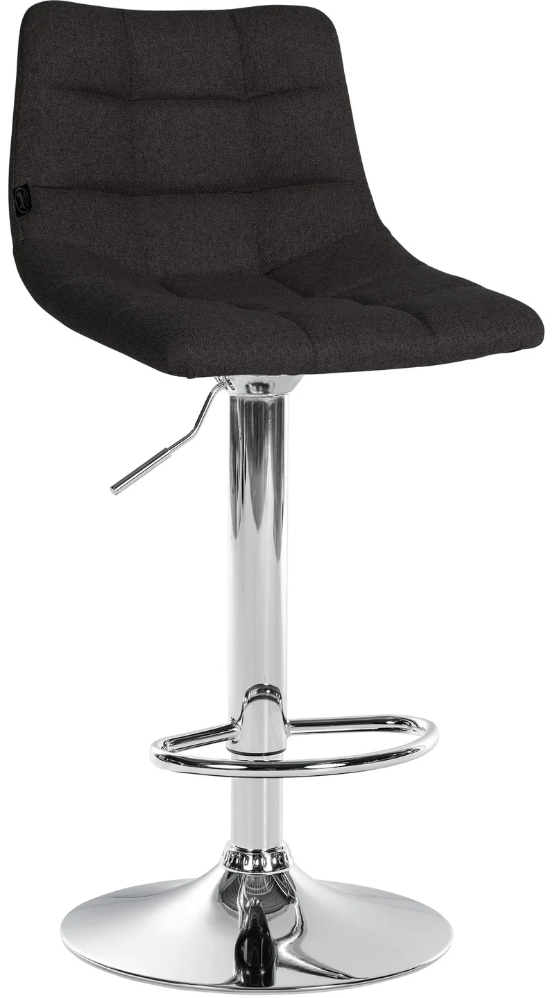 Tabouret de bar x1 moderne en tissu noir motif matelassé piètement trompette métal chromé 10_0005652