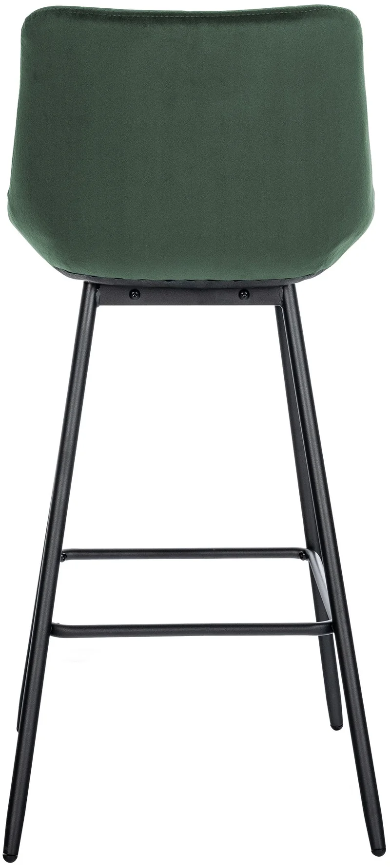 Tabouret de bar x1 en velours matelassé vert foncé cadre robuste à quatre pieds métal noir 10_0005628