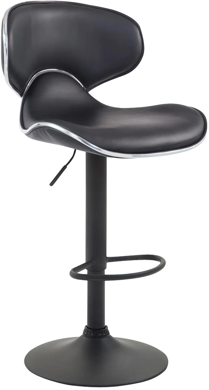 Tabouret de bar x1 sièges modernes aux lignes ondulées en PVC noir pied trompette métal noir 10_0005681