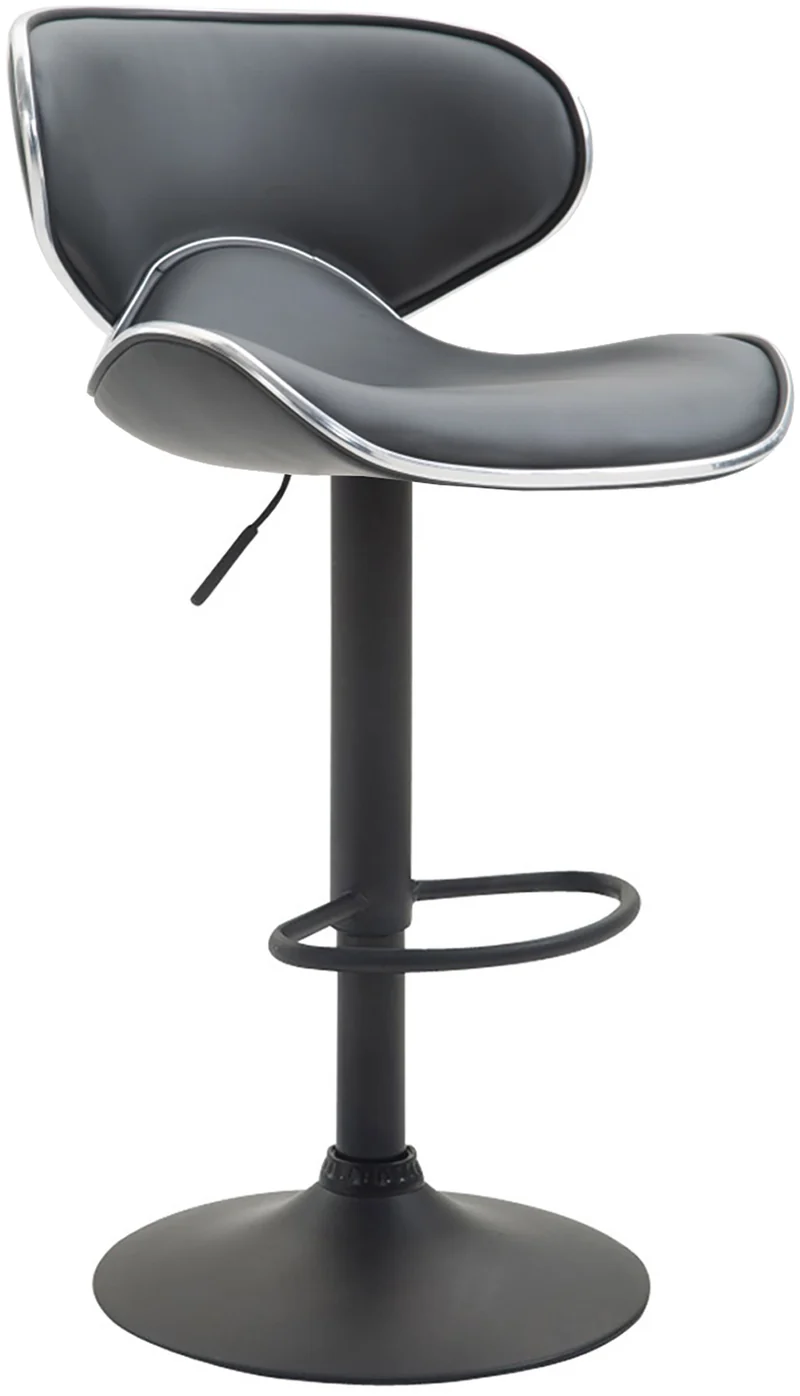 Tabouret de bar x1 sièges modernes aux lignes ondulées en PVC gris pied trompette métal noir 10_0005680