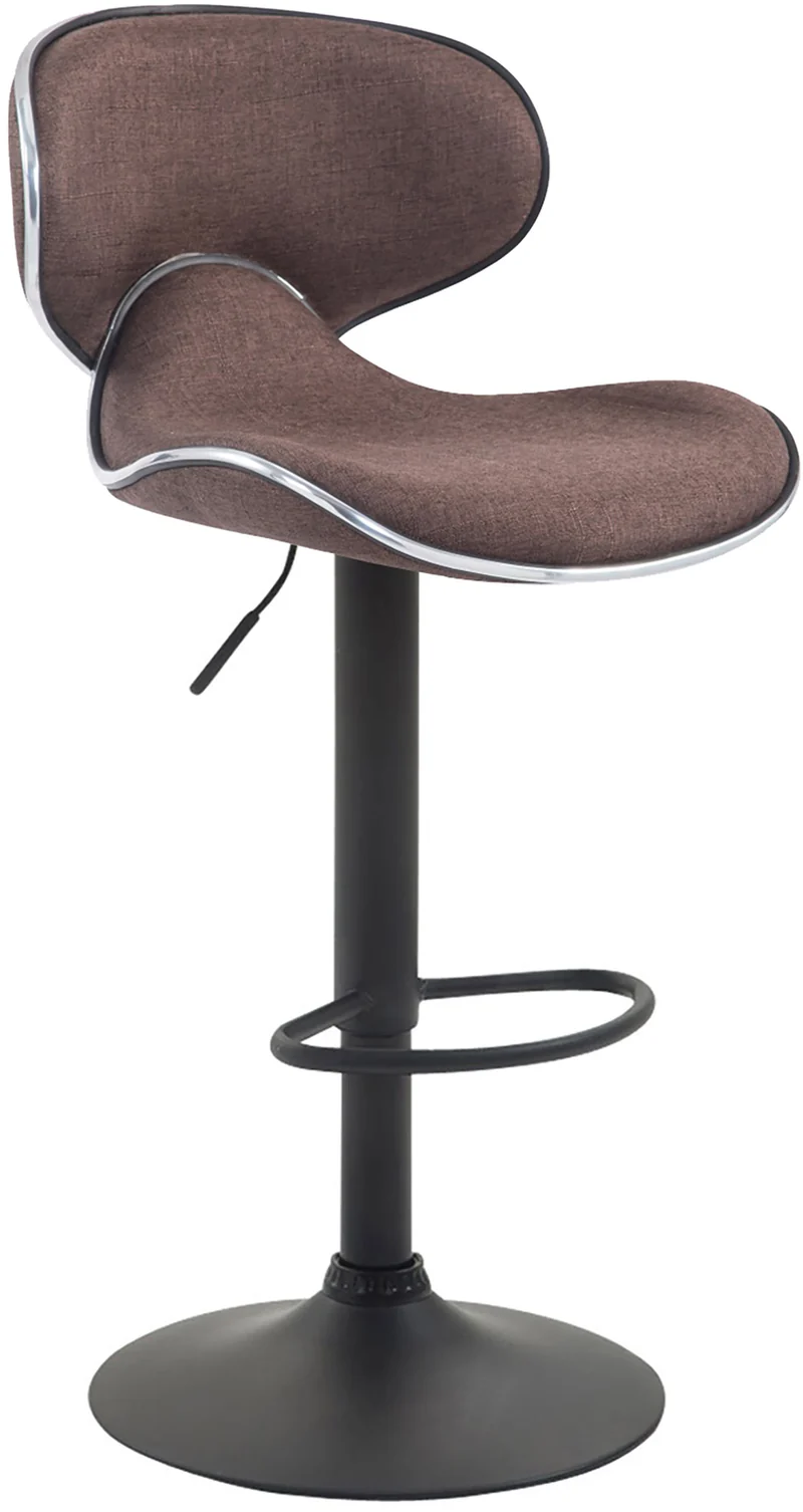Tabouret de bar x1 sièges modernes aux lignes ondulées en tissu marron pied trompette métal noir 10_0005676