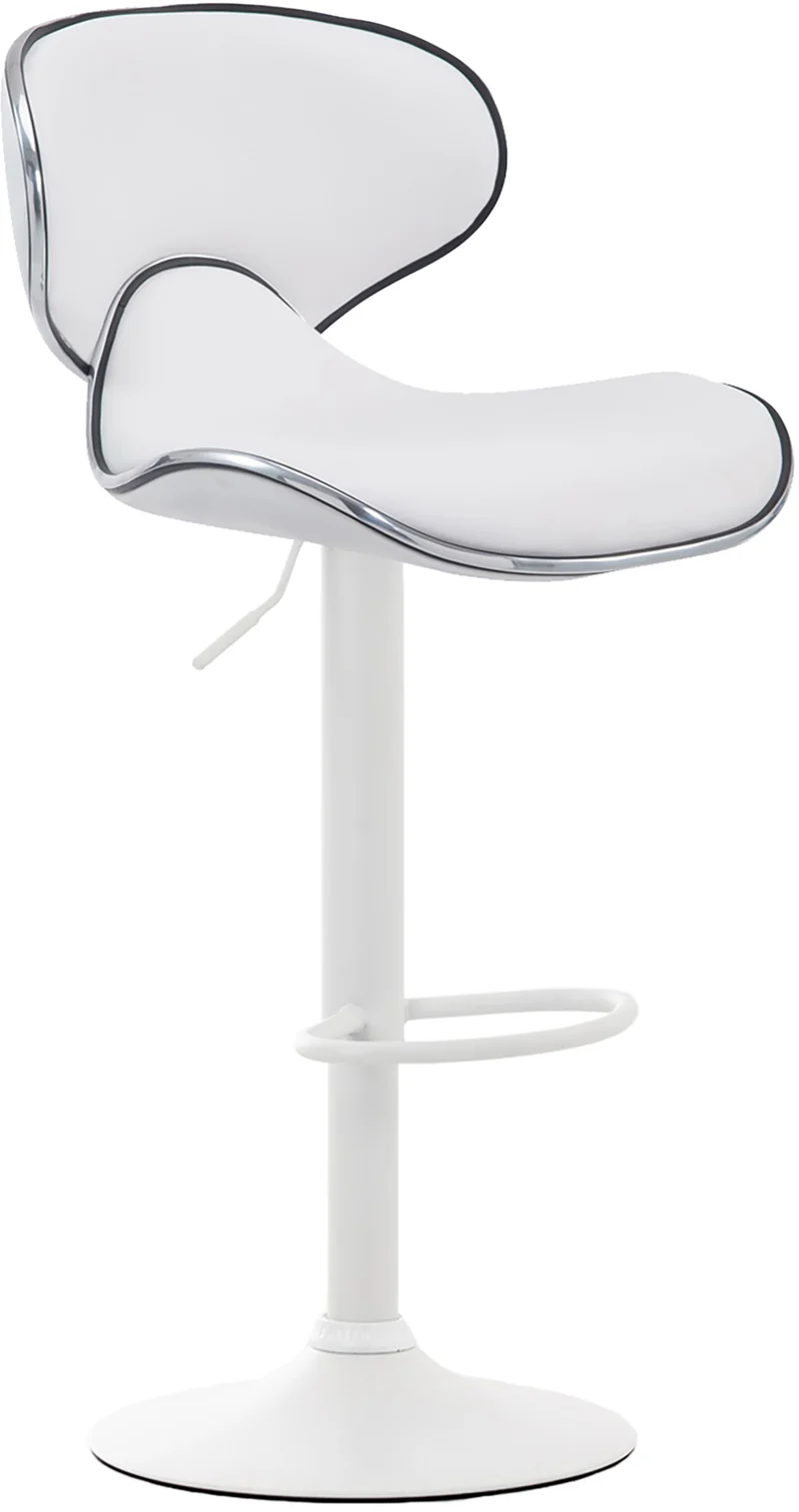 Tabouret de bar x1 sièges modernes aux lignes ondulées en PVC blanc pied trompette métal blanc 10_0005674