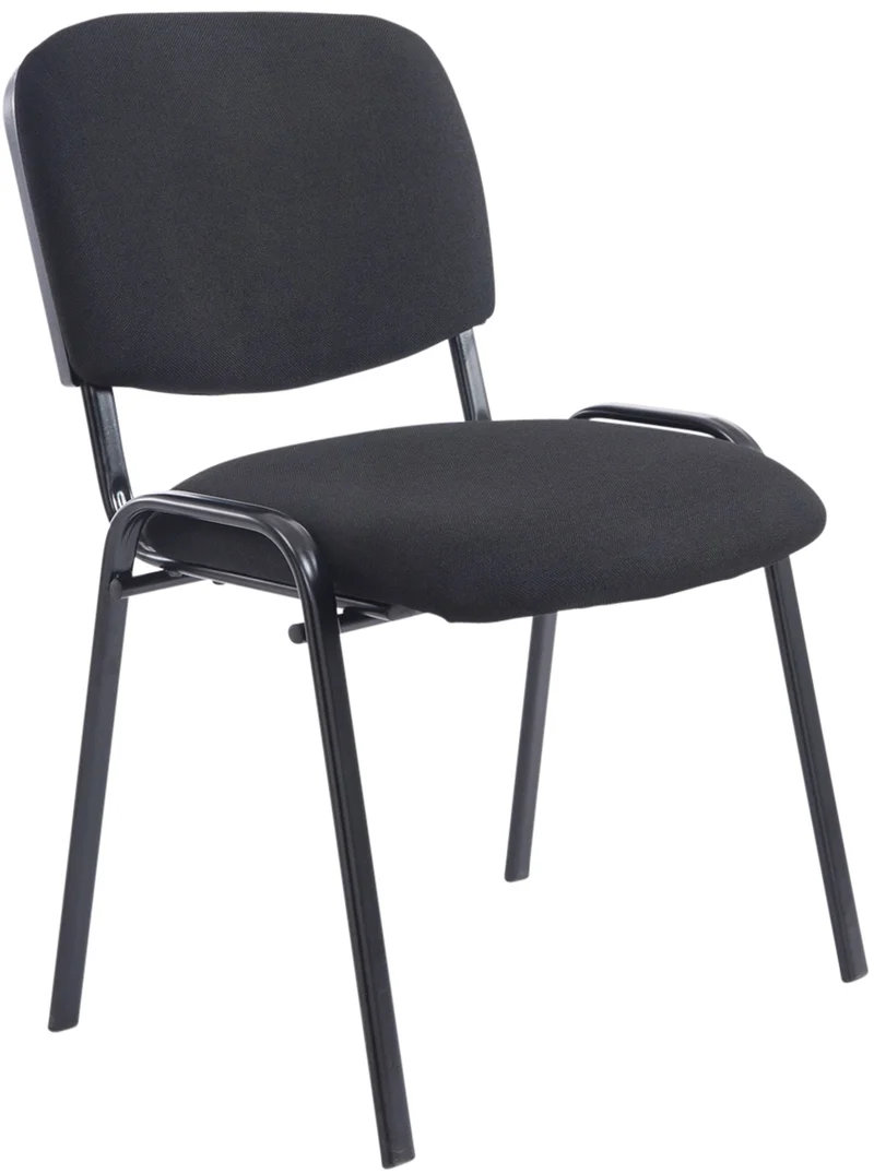 Chaise de bureau salle d'attente visiteur empilable confortablement rembourré en tissu et métal noir 10_0001905