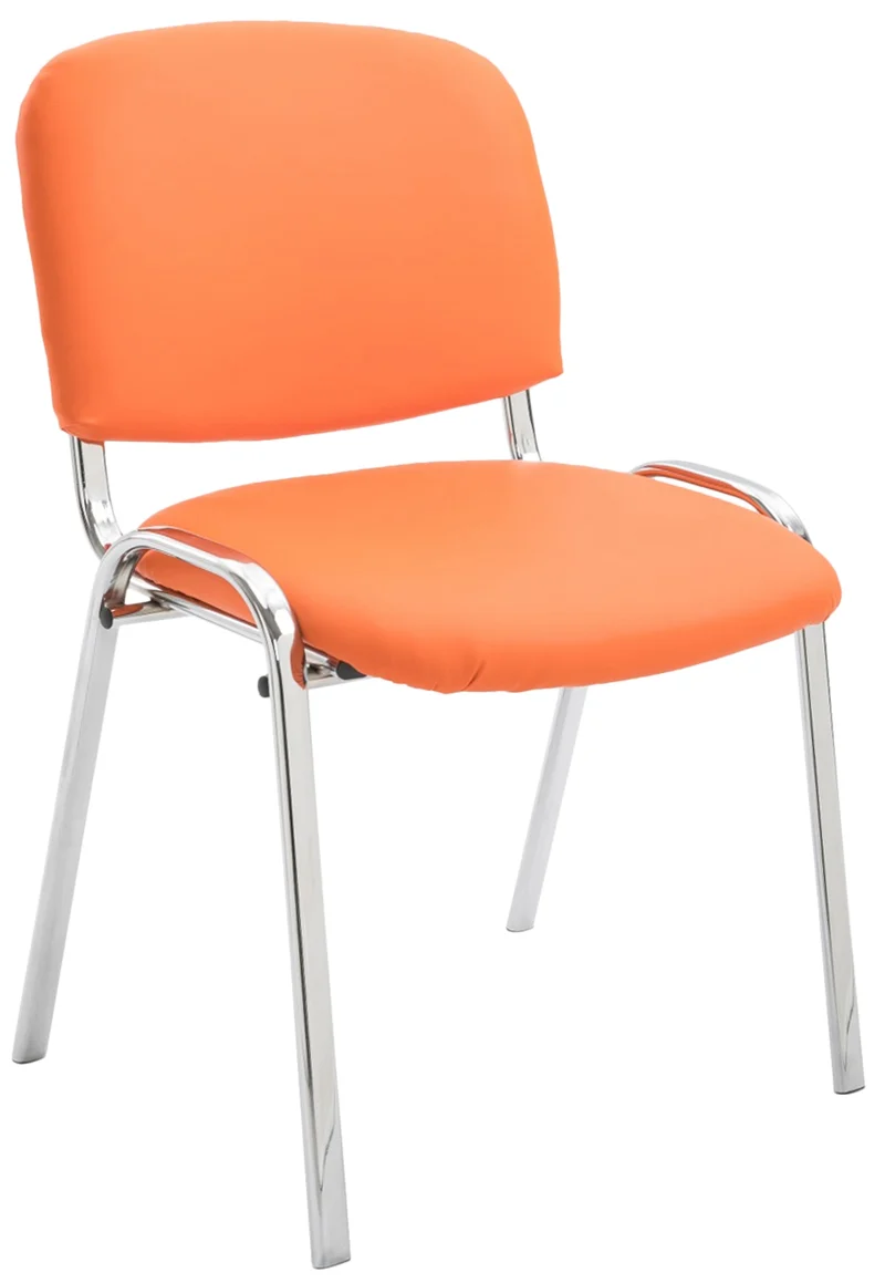 Chaise visiteur empilable zone d'attente en PVC orange piètement à 4 pieds en métal chromé 10_0003363
