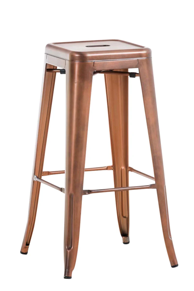 Tabouret de bar empilable avec repose-pieds design industriel factory métal cuivré TDB10407