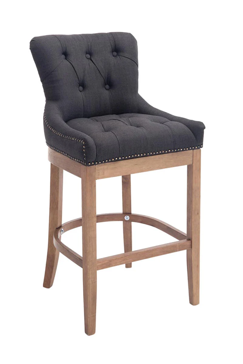 Tabouret de bar avec repose-pied design moderne tissu gris foncé etpieds en bois de caoutchouc 10_0001056