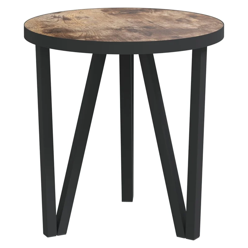 Table d'appoint support de plante ø35 cm en MDF marron et acier DEC032583