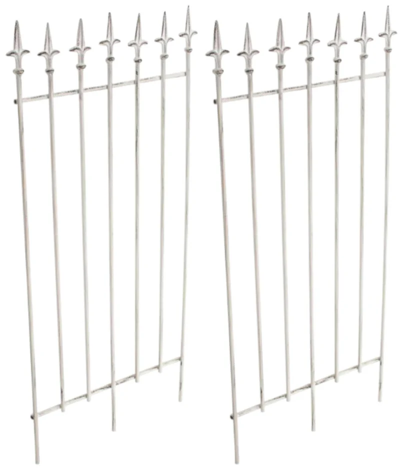 Lot de 2 treillis support pour plantes grimpantes décoration de jardin en métal blanc vieilli 10_0003830