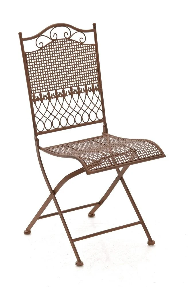 Chaise de jardin en fer forgé marron vieilli MDJ10022