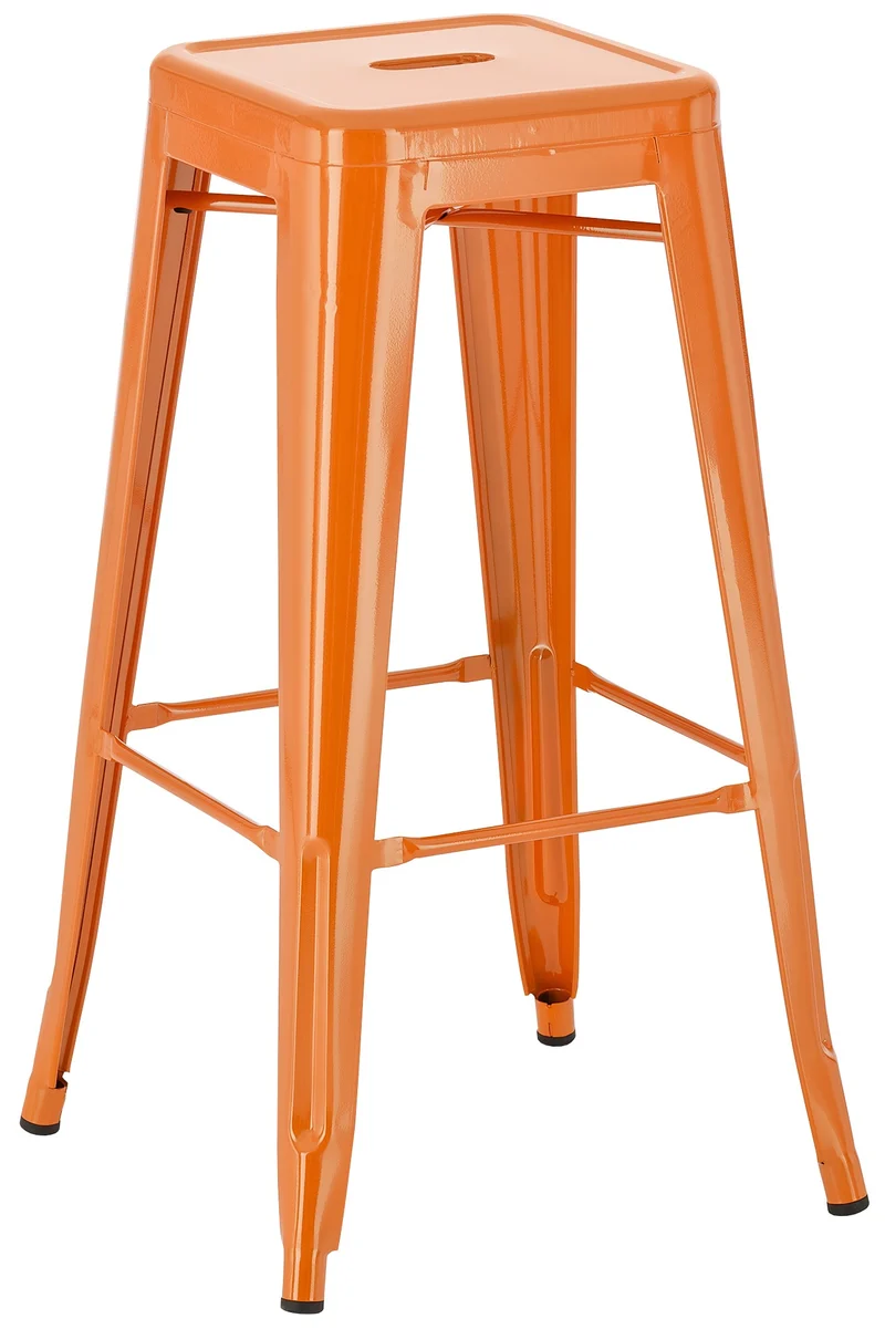 Tabouret de bar x1 hauteur 76 cm design industriel structure robuste à quatre pieds métal orange 10_0005667