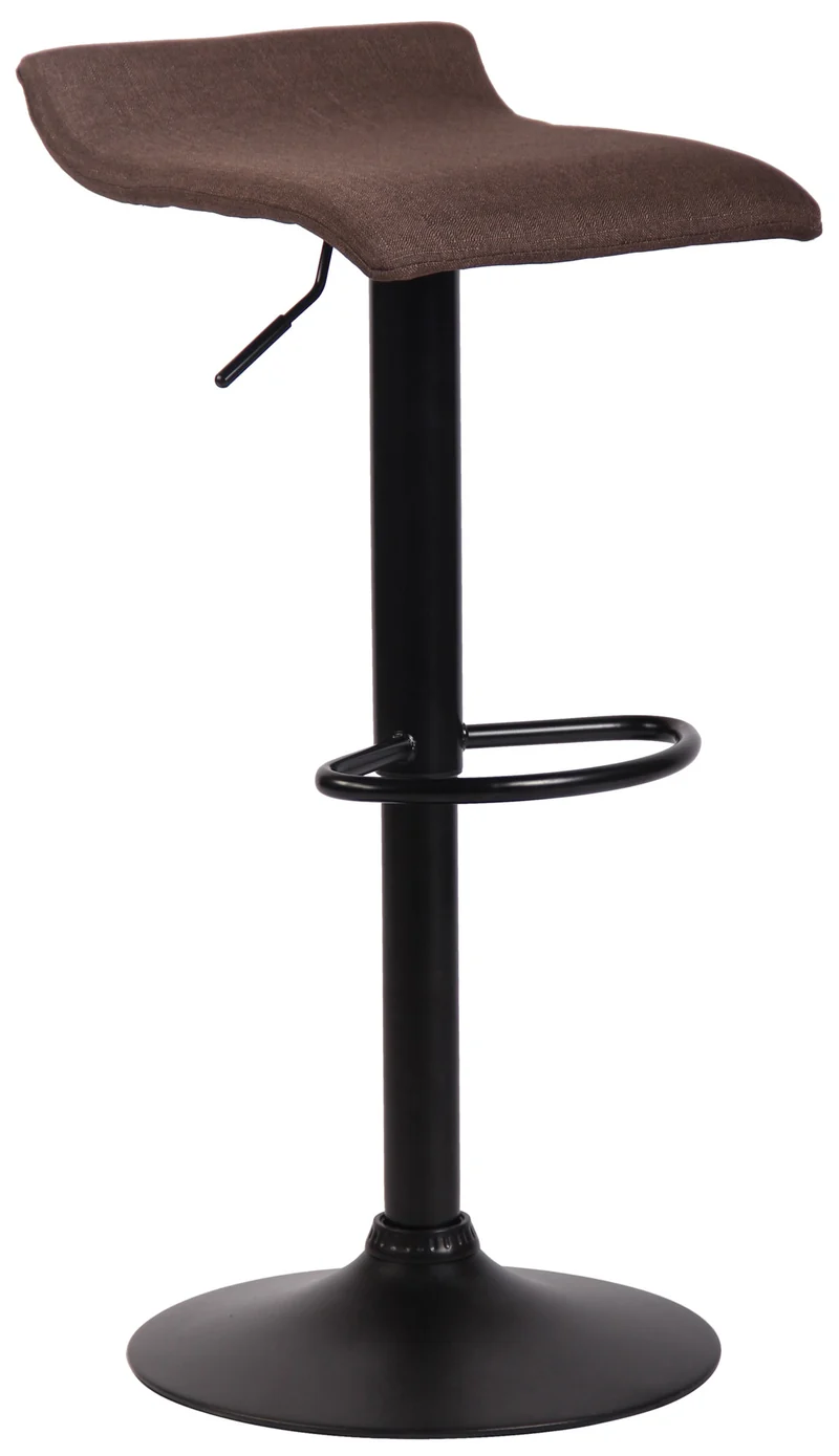 Tabouret de bar x1 design minimaliste hauteur réglable repose-pieds en tissu marron et métal noir 10_0005934