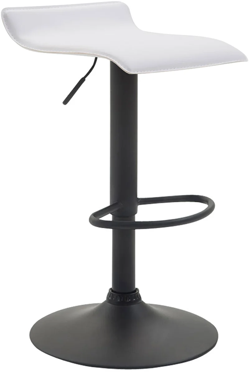 Tabouret de bar x1 design minimaliste hauteur réglable repose-pieds en PVC blanc et métal noir 10_0005613