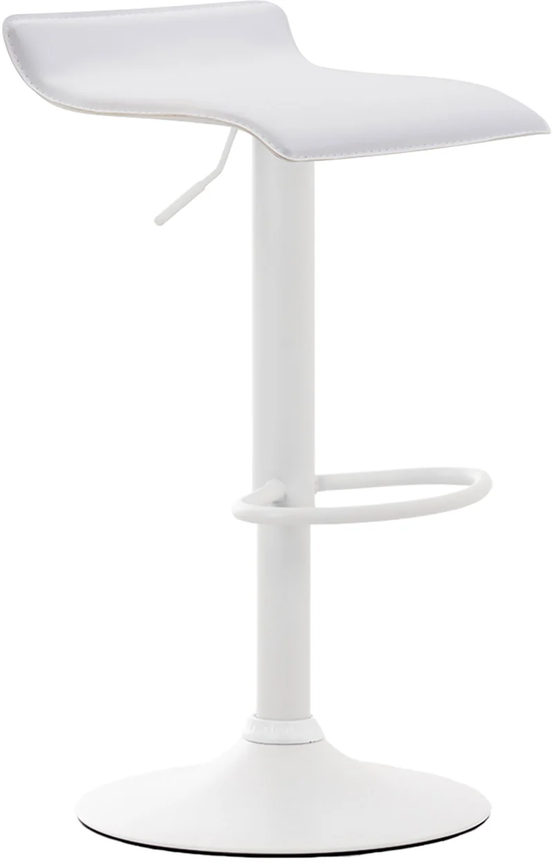 Tabouret de bar x1 design minimaliste hauteur réglable repose-pieds en PVC blanc et métal blanc 10_0005611