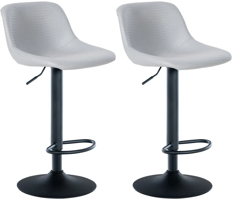 Lot de 2 tabourets de bar rotation à 360°en PVC gris pieds en trompette métal noir 10_0006599