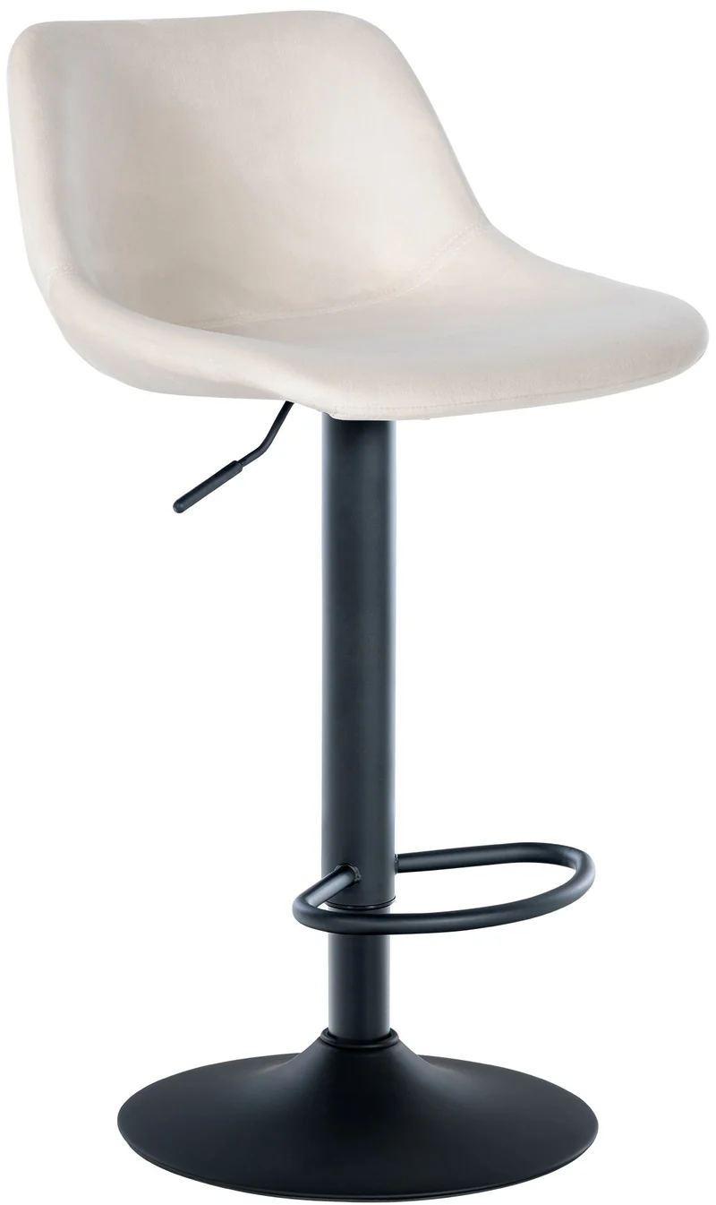 Tabouret de bar x1 rotation à 360°en velours crème pieds en trompette métal noir 10_0006522