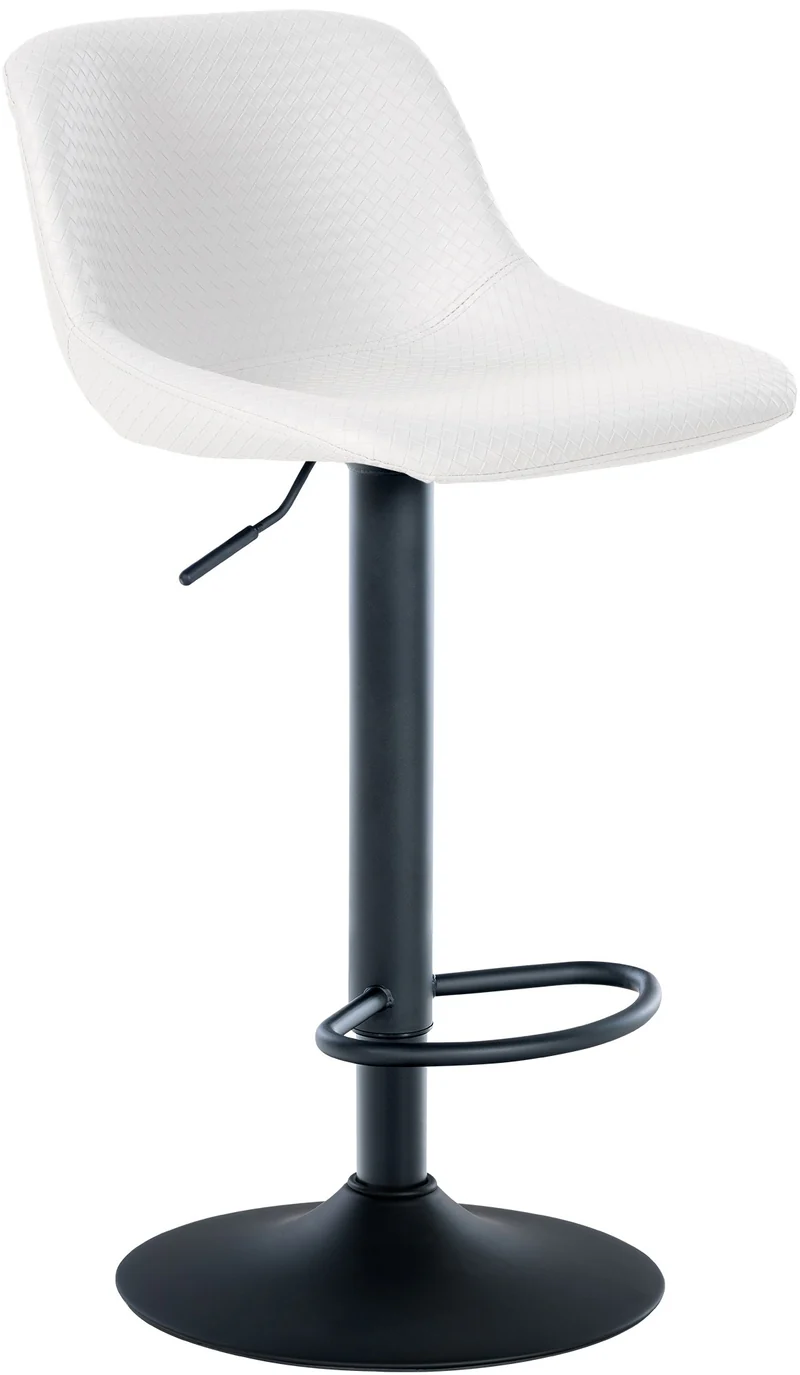Tabouret de bar x1 rotation à 360°en PVC blanc pieds en trompette métal noir 10_0006381