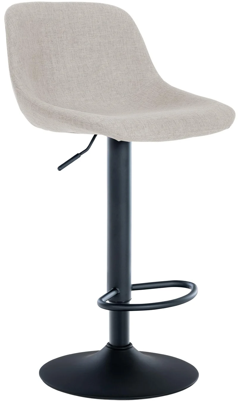 Tabouret de bar x1 rotation à 360°en tissu crème pieds en trompette métal noir 10_0005709