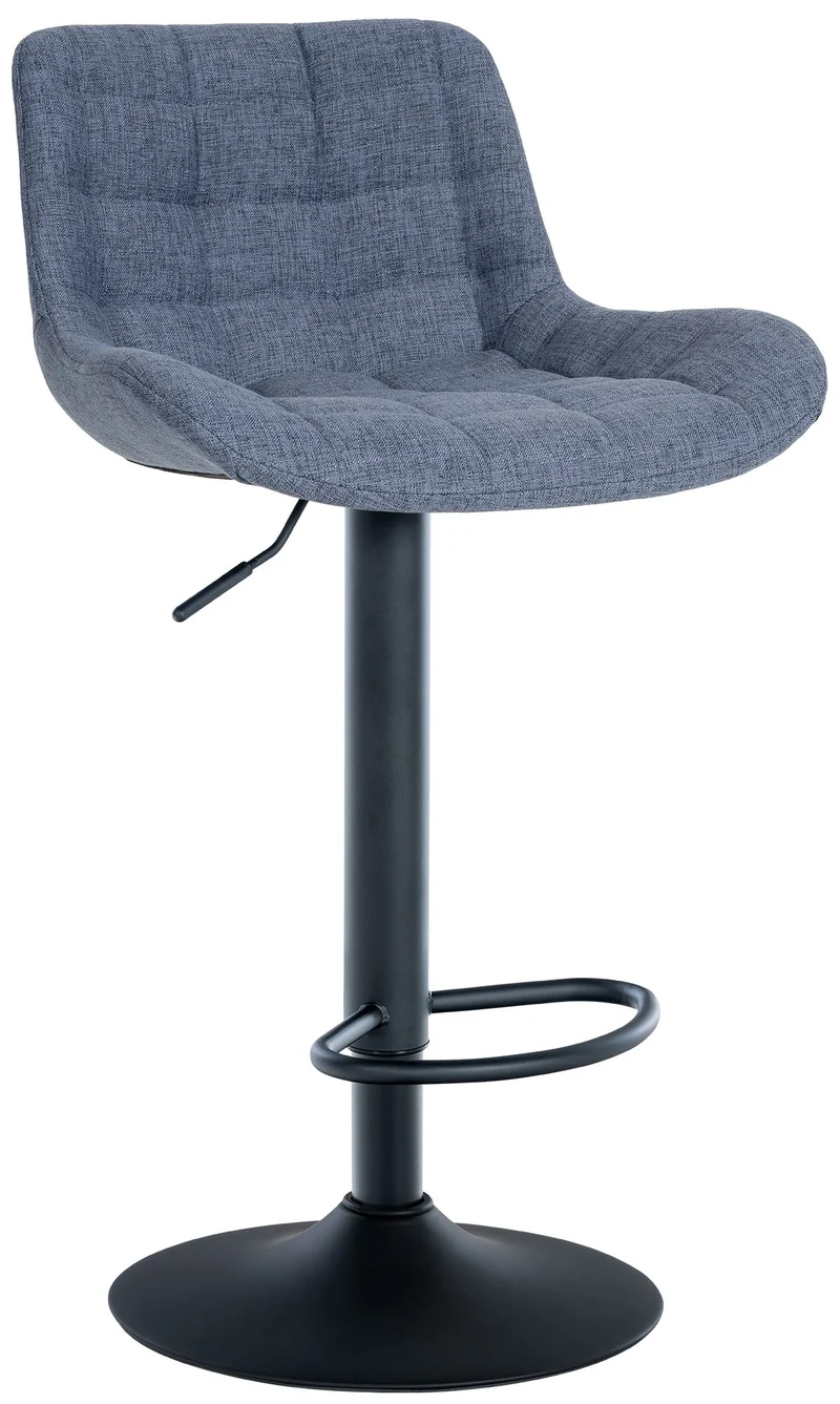 Tabouret de bar x1 structure métallique noir assise en tissu bleu avec surpiqûres 10_0005449