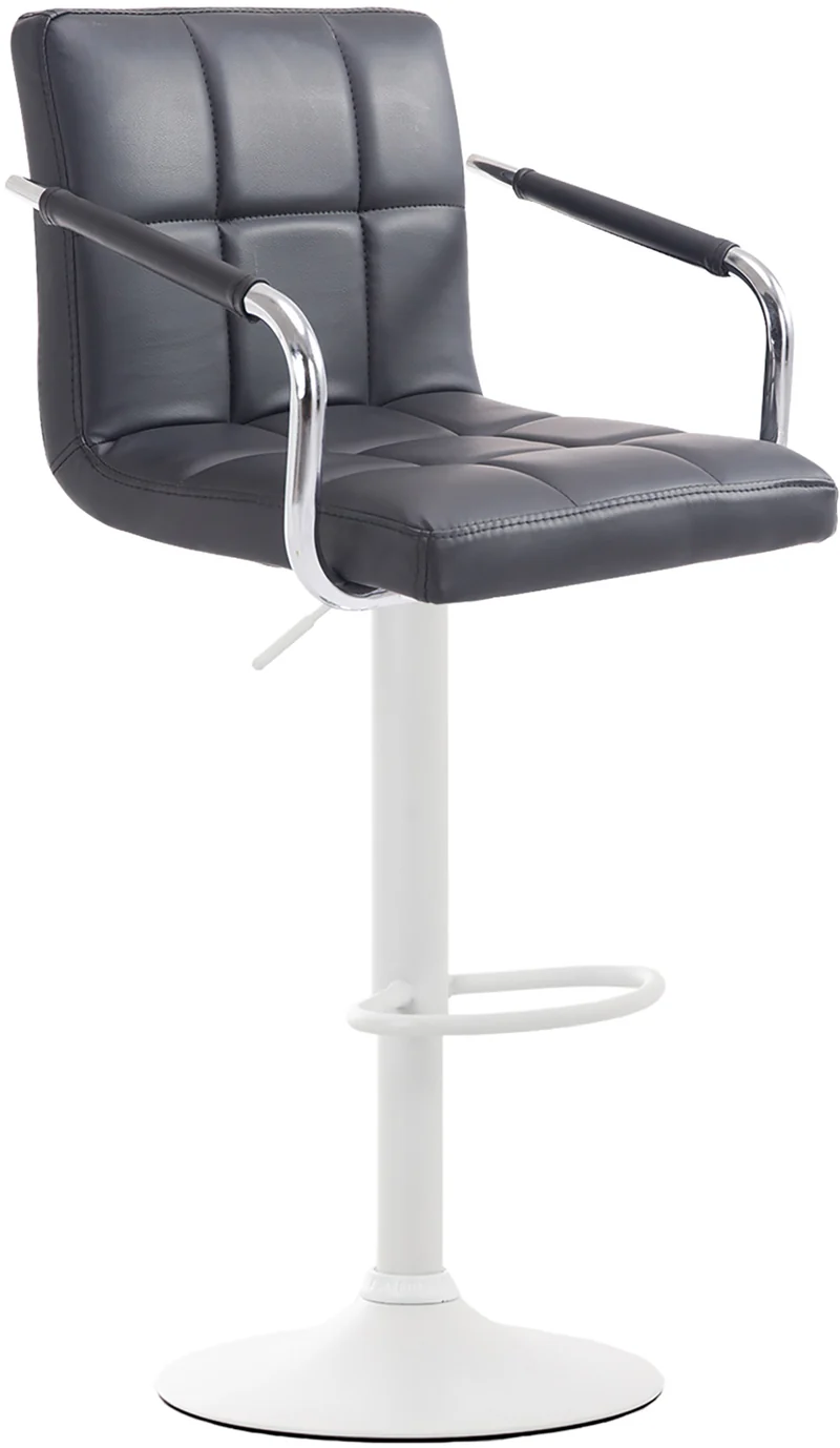 Tabouret de bar repose-pieds en synthétique noir pieds trompette en métal blanc mat TDB10528