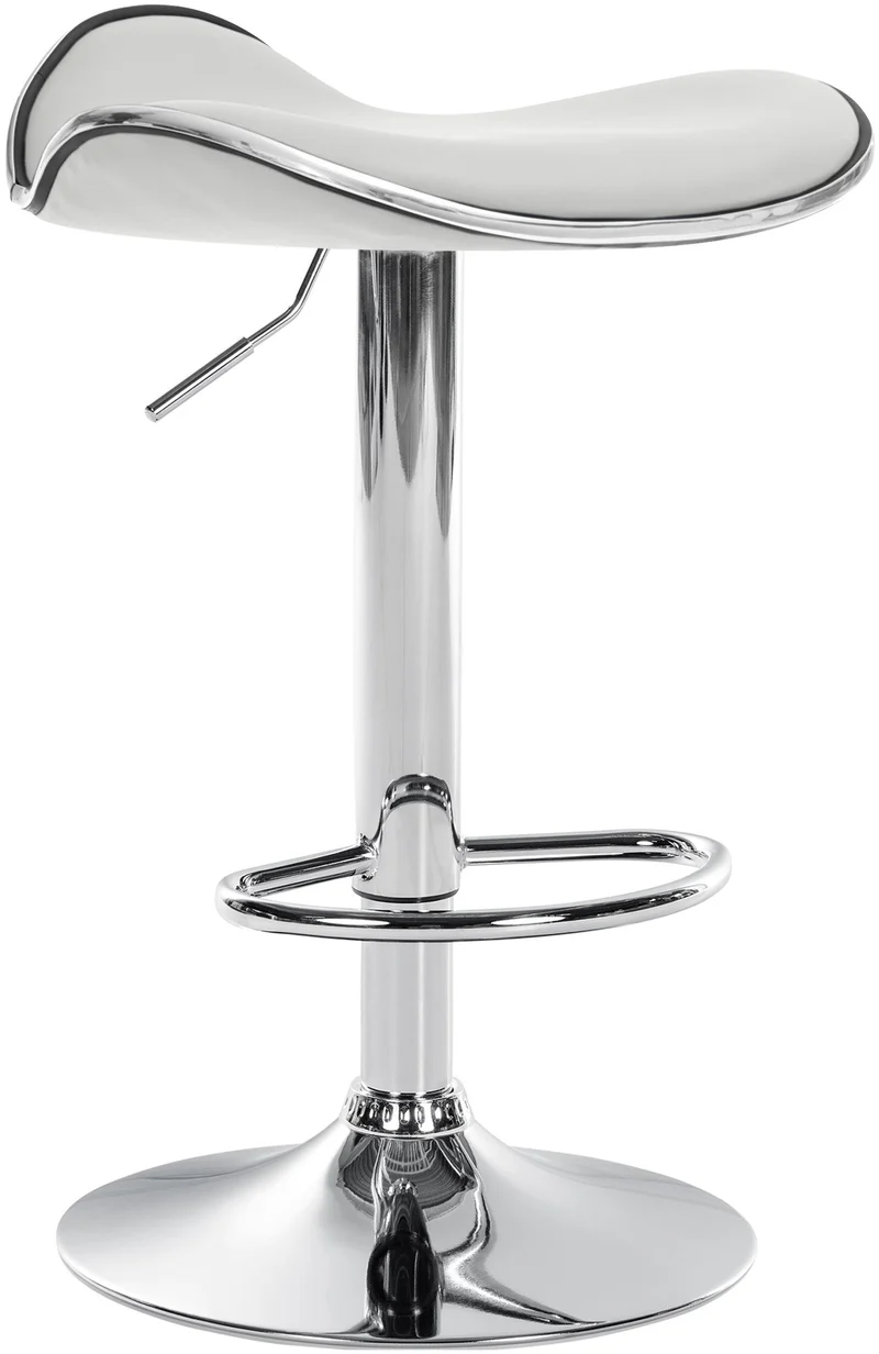 Tabouret de bar x1 assise ergonomique en PVC blanc pied en trompette en métal aspect chromé 10_0005377