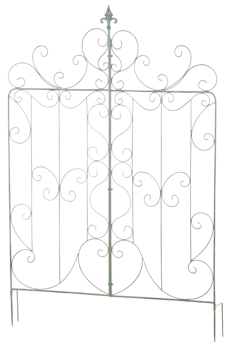 Treillis décoration de jardin rosier plantes grimpantes 133 cm en métal vert vieilli 10_0003891