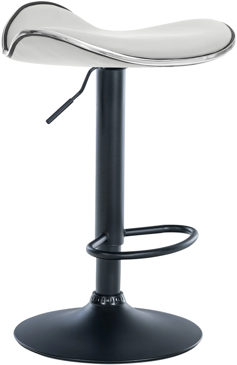 Tabouret de bar x1 assise ergonomique en PVC blanc pied en trompette en métal noir 10_0005384