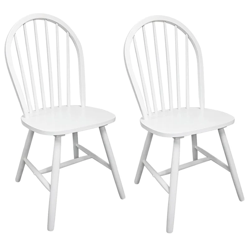Lot de 2 chaises de salle à manger cuisine design classique bois d'hévéa solide blanc CDS020163