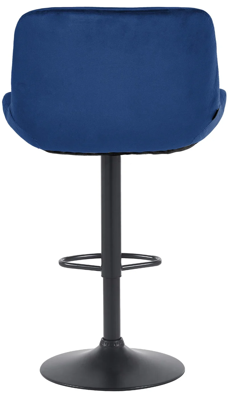Lot de 2 tabourets de bar réglable en hauteur et rotatif repose-pieds en velours bleu cadre en métal noir 10_0006393