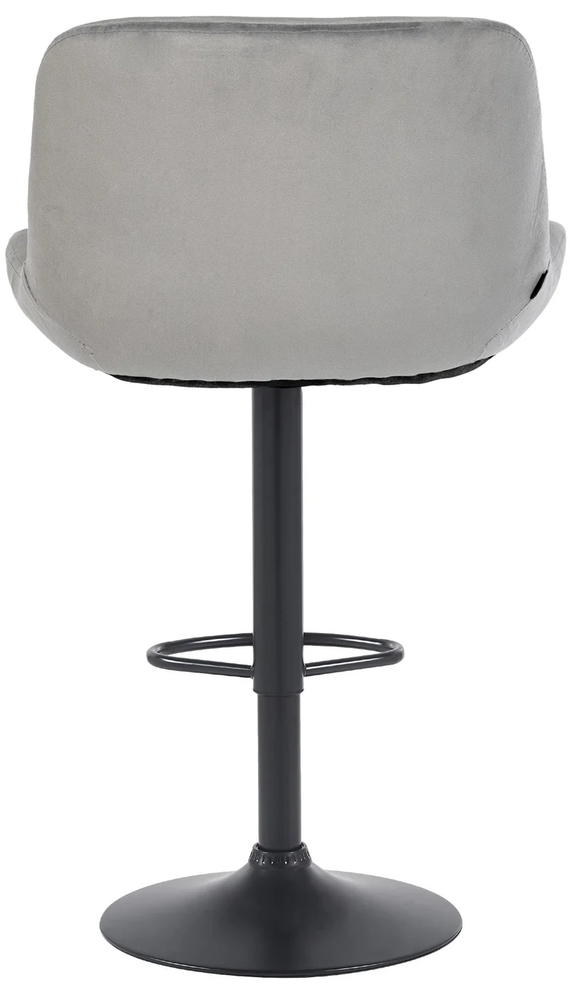 Lot de 2 tabourets de bar réglable en hauteur et rotatif repose-pieds en velours gris cadre en métal noir 10_0006181