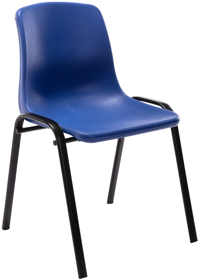 Chaise visiteur empilable salle d'attente en plastique bleu et métal 10_0003731