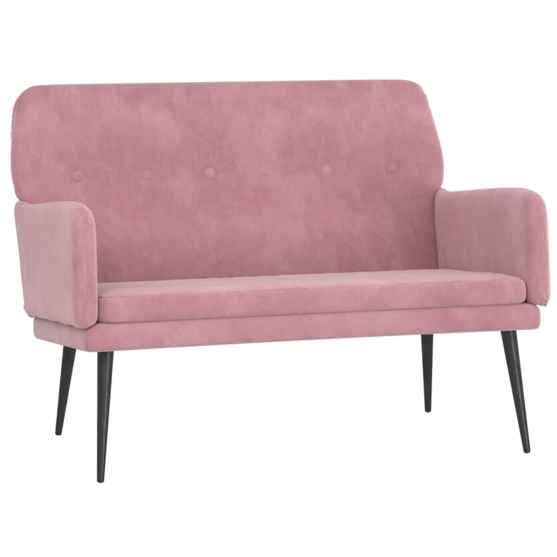 Banquette banc avec dossier et accoudoirs 108 x 79 x 79 cm en velours rose DEC024683