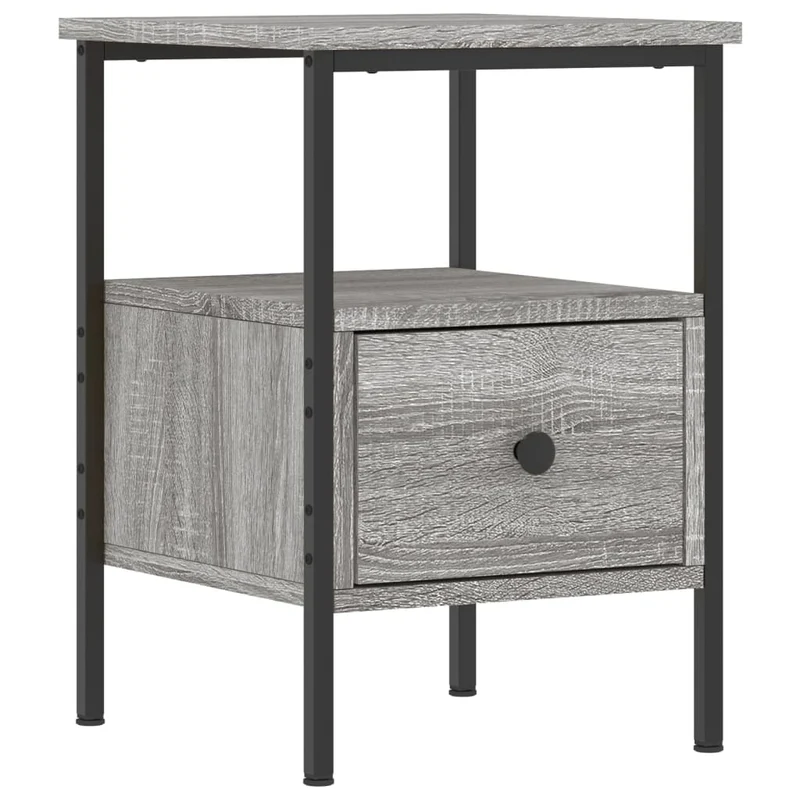 Table de chevet avec tiroir et étagère 34 x 36 x 50 cm bois d'ingénierie gris DEC034589