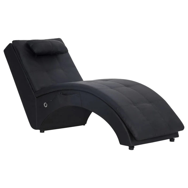 Méridienne chaise longue pour intérieur de massage avec oreiller en PVC noir DEC026139