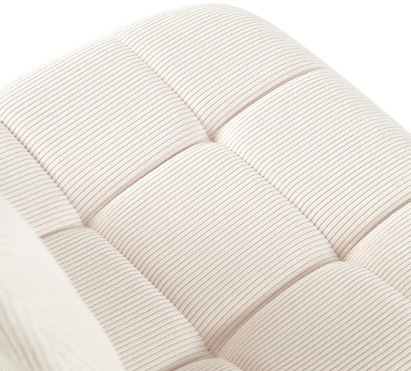 Chaise de salle à manger x1 coutures carrées matelassé en velours côtelé crème cadre métal 10_0007131
