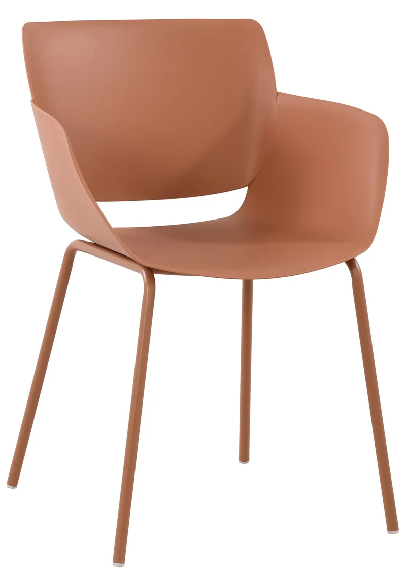 Chaise pour intérieur ou extérieur plastique couleur terre cuite structure acier thermolaqué 10_0007128