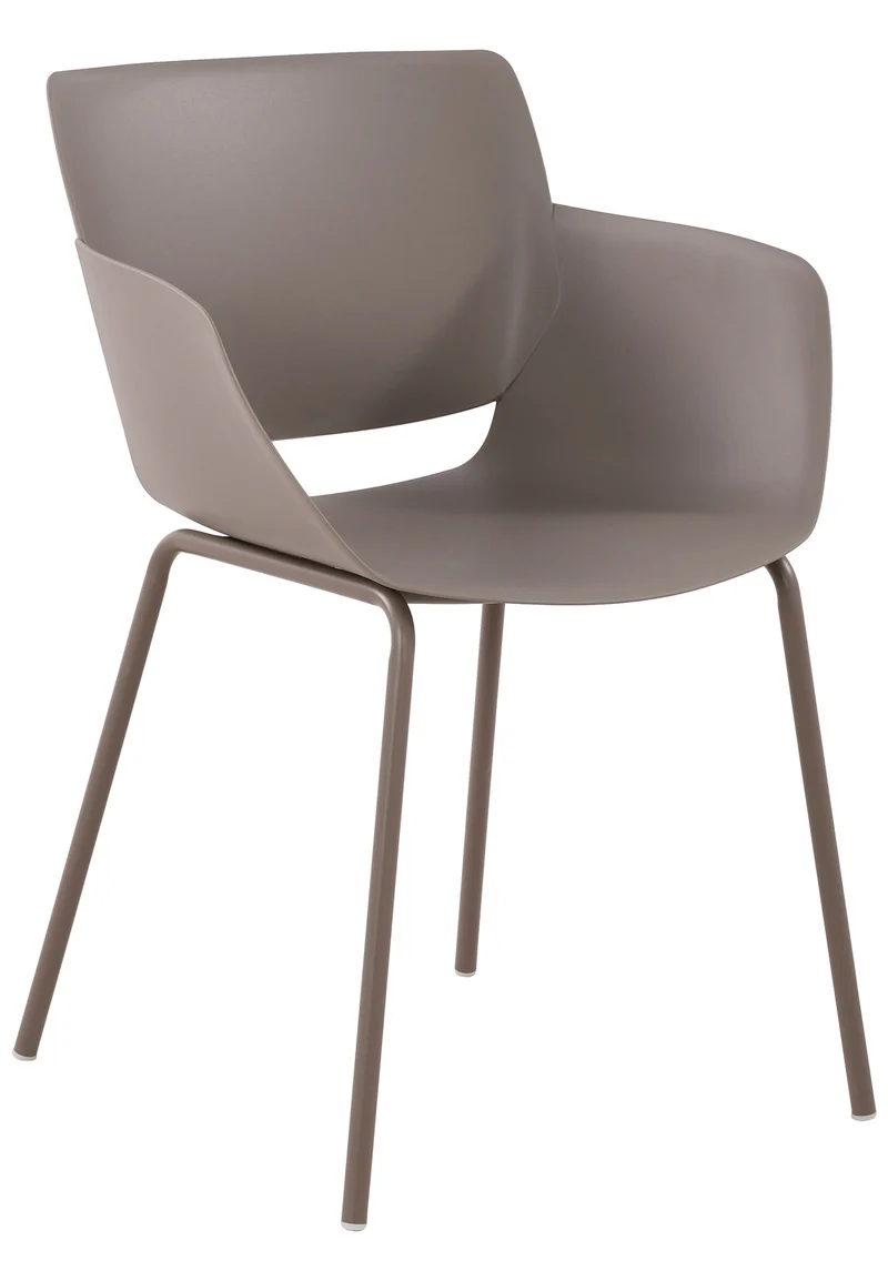Chaise pour intérieur ou extérieur plastique couleur taupe structure acier thermolaqué 10_0007127