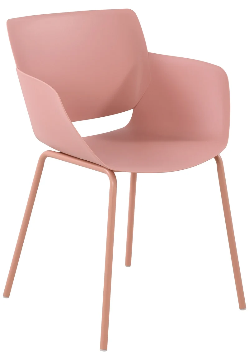 Chaise pour intérieur ou extérieur plastique couleur rose structure acier thermolaqué 10_0007125
