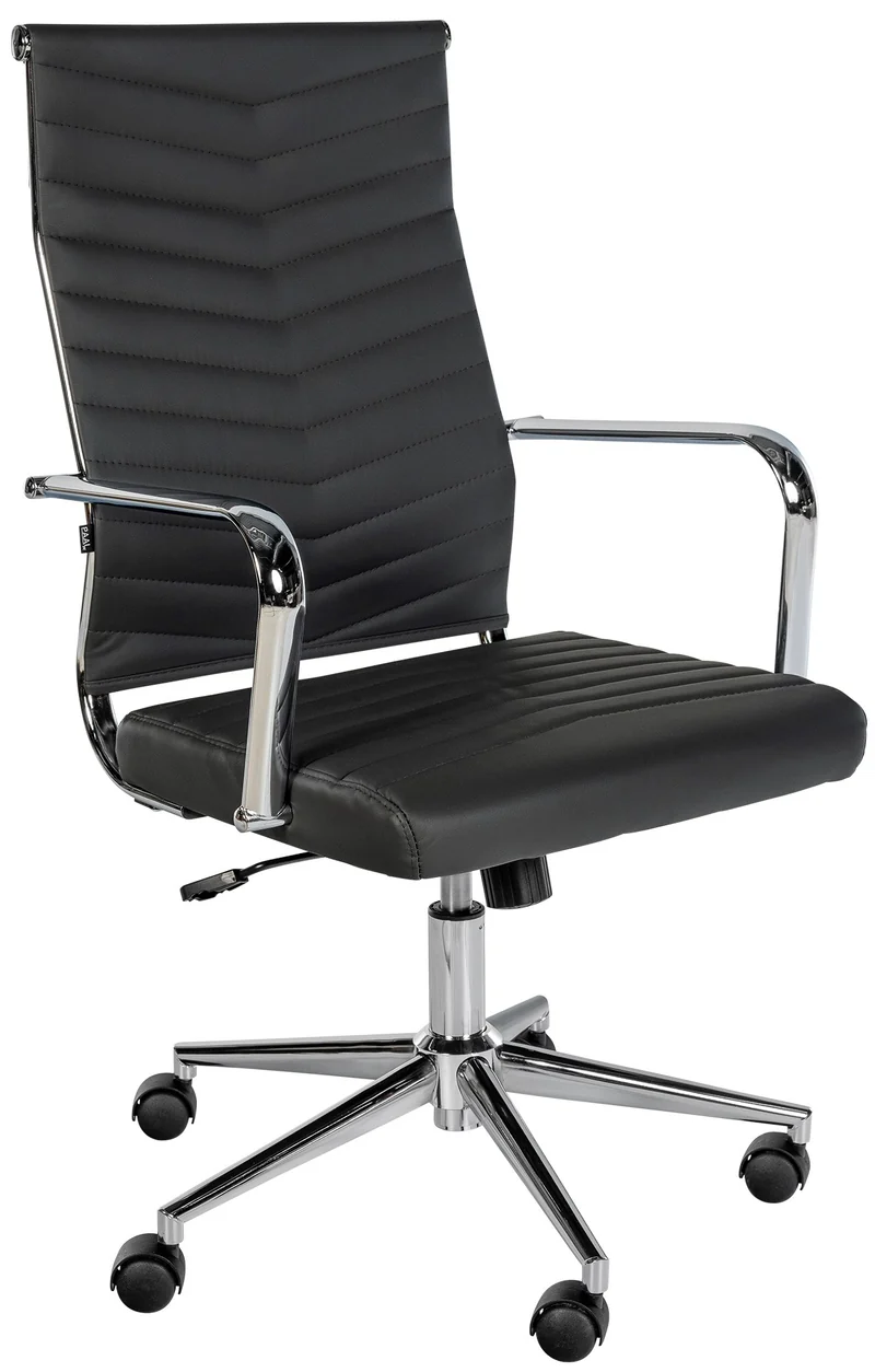 Fauteuil de bureau dossier ergonomique accoudoirs en similicuir noir cadre en métal 10_0006913