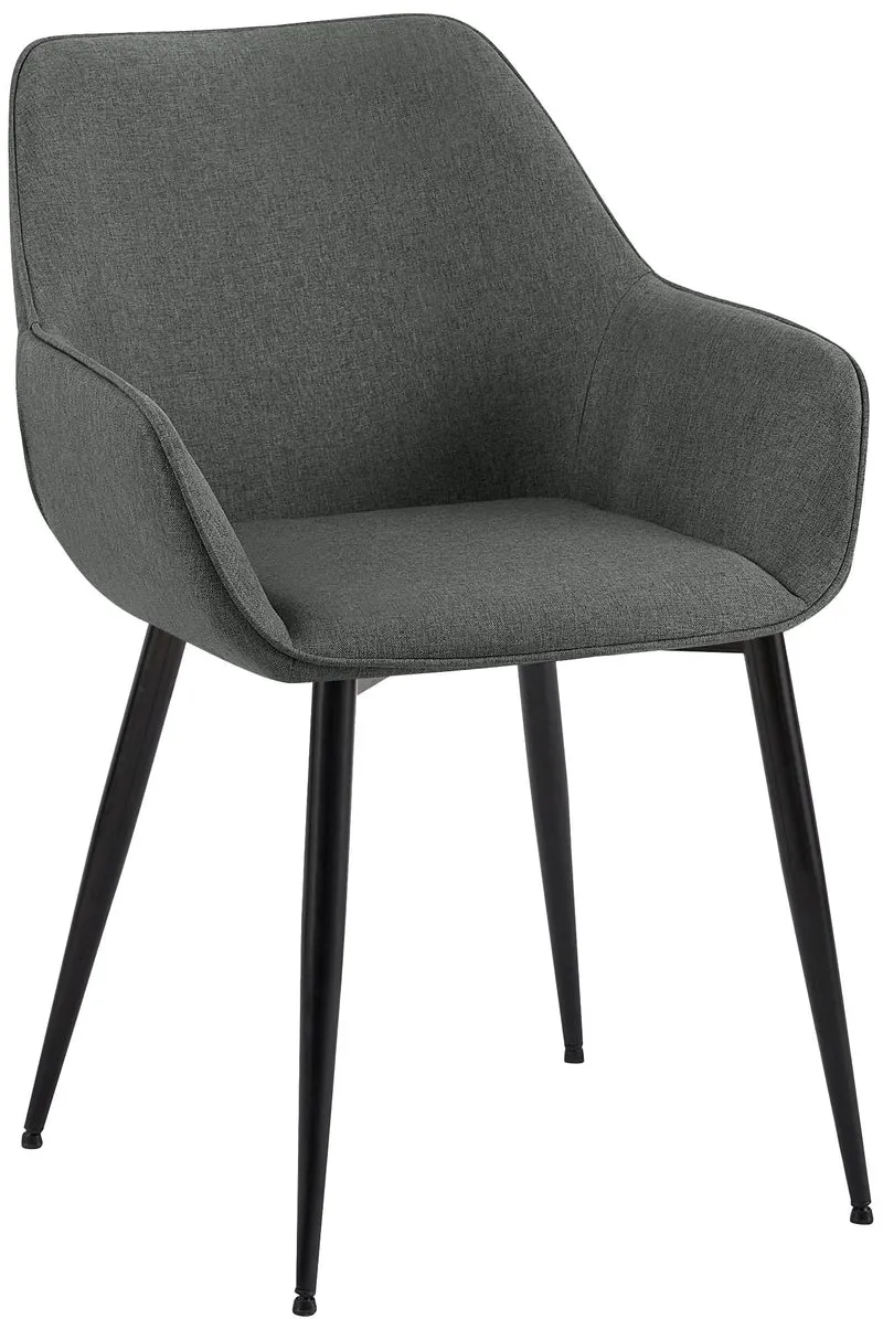 Chaise de salle à manger bureau salle d'attente x1 en tissu gris foncé et métal noir 10_0007180