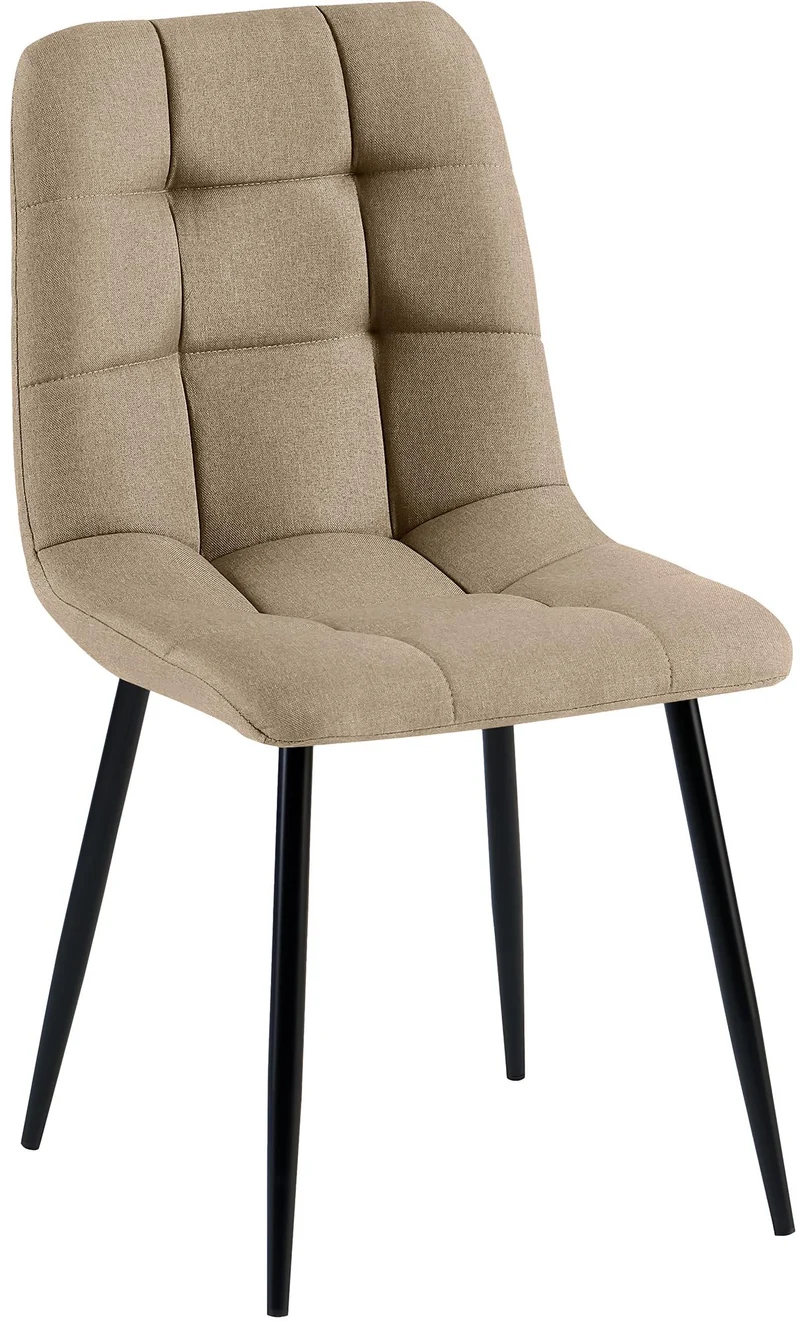 Chaise de salle à manger x1 coutures décoratives carrées en tissu taupe et métal noir 10_0007178