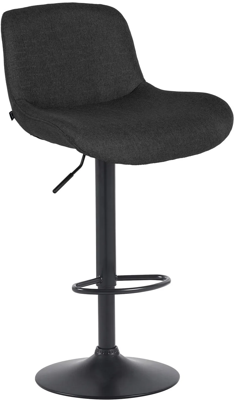Tabouret de bar x1 réglable en hauteur et rotatif repose-pieds en tissu noir cadre en métal noir 10_0005750