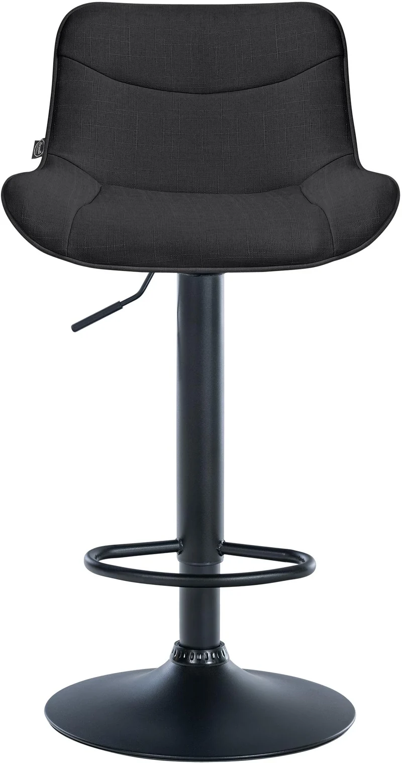 Tabouret de bar x1 pivotant forme ergonomique surpiqûres décoratives en tissu noir cadre en métal noir 10_0005913