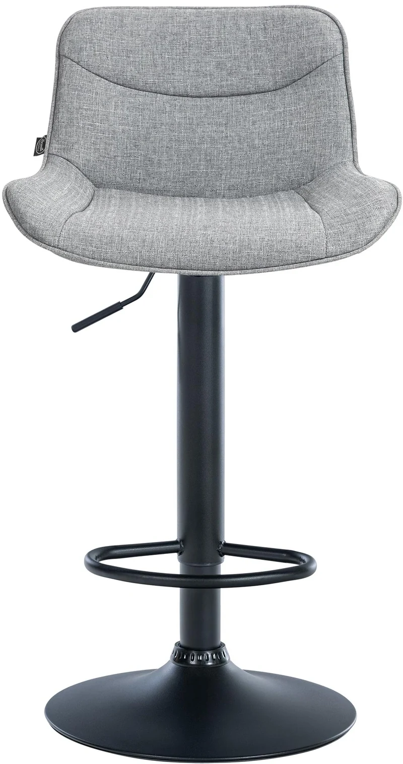 Tabouret de bar x1 pivotant forme ergonomique surpiqûres décoratives en tissu gris cadre en métal noir 10_0005824