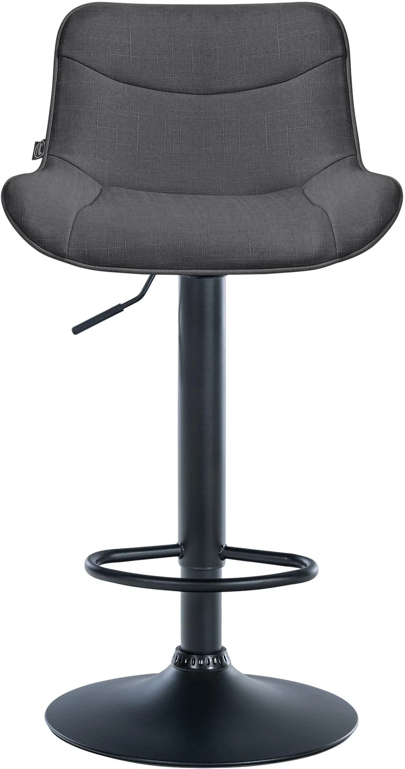 Tabouret de bar x1 pivotant forme ergonomique surpiqûres décoratives en tissu gris foncé cadre en métal noir 10_0005767